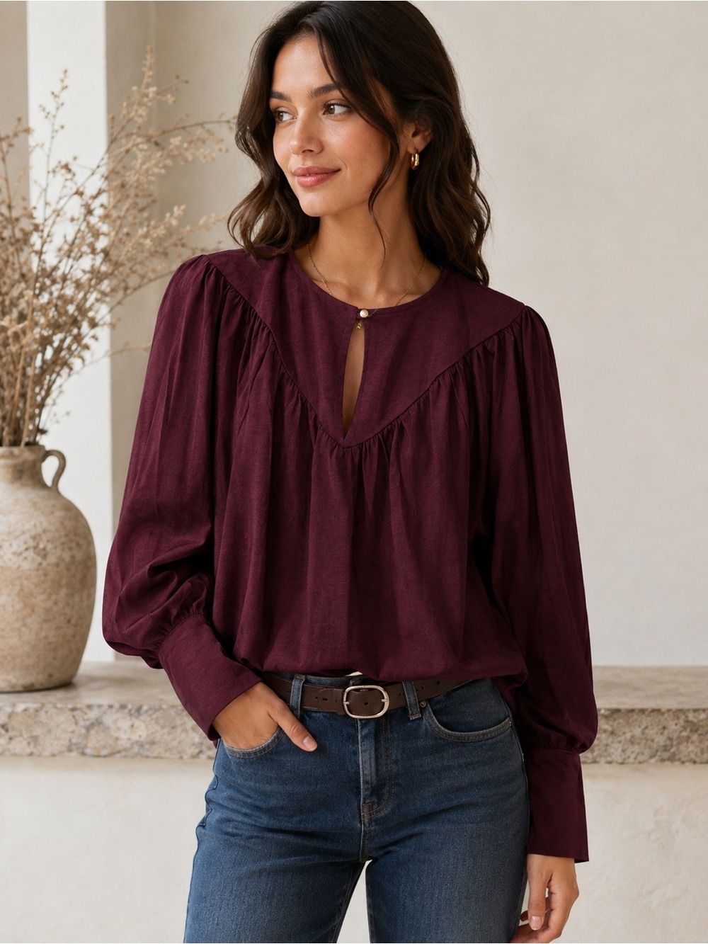 NWT Nation Los Angeles Jeannie Keyhole top in port - sold out - current release